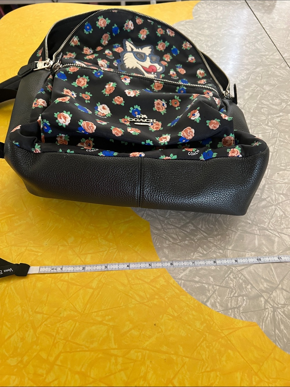 Coach Black Floral Backpack with Fox Patch and Blue Sunglasses - Picture 16 of 16